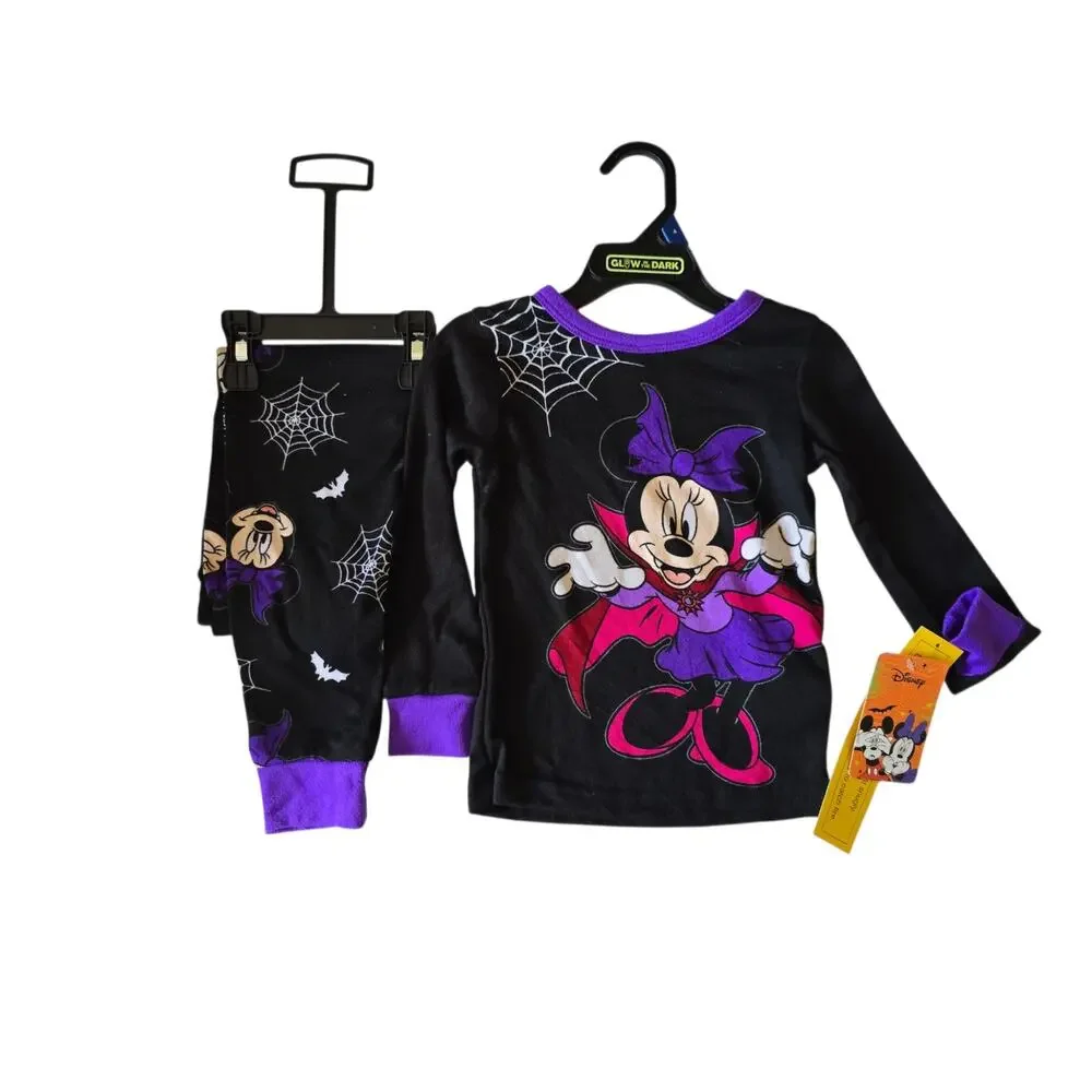 Disney Minnie Mouse Glow In the Dark Kids Halloween Costume/PJ's Size 4 NWT
